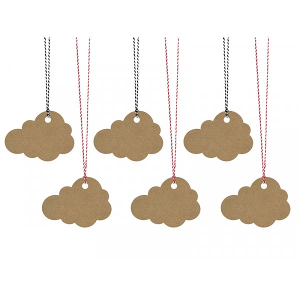 Tags - Moln - Kraft - 6 st