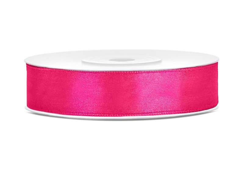 Satinband - Mörkrosa - (Bredd: 12 mm) - 25 meter - Satinband, Band & Snören till bröllop