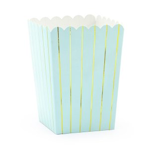 Popcornboxar - Stripes - Ljusblå/Guld - 6-pack
