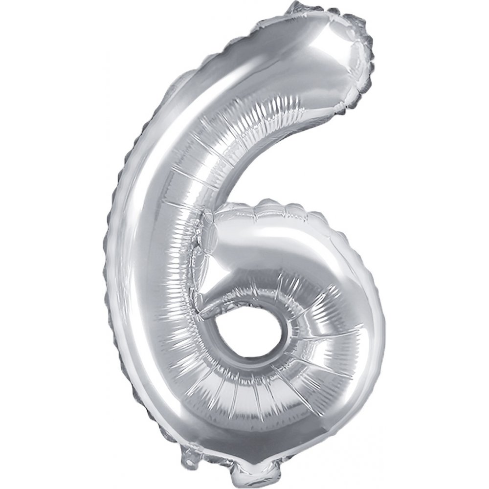 Sifferballong – Silver – 35 cm – Siffra: 6 – Sifferballonger, Ballonger