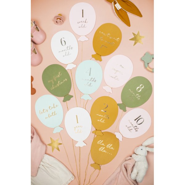 Ballongformade kort fr bebis-milstolpar
