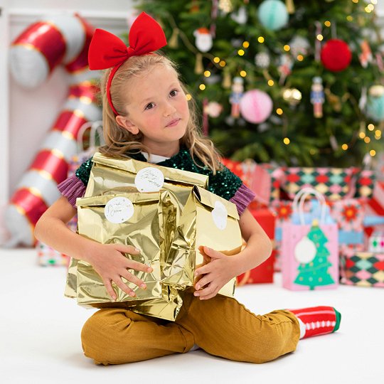 Presentpsar - 28 cm - Guldmetallic - 3-pack