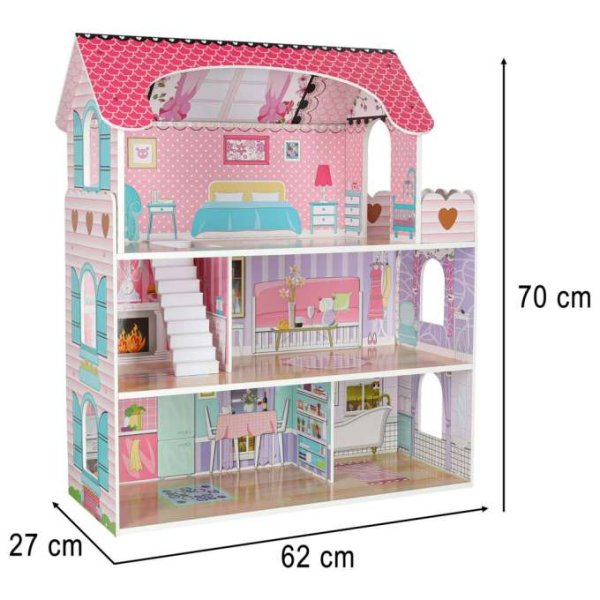Docksk�p i tr� 70 cm Rosa med LED-belysning - Sj�lvmontering