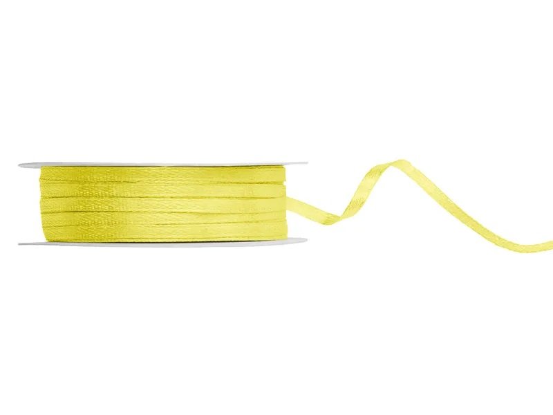 Satinband - 25 m - Gult - Bredd: 3 mm - Blöjtårta, Baby Shower