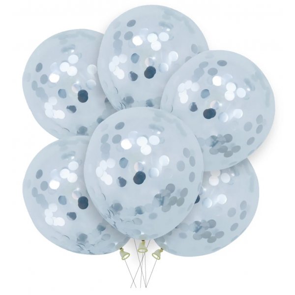 Konfettiballonger - Silver - 6-pack - 30 cm Konfettiballonger - Silver - 6-pack - 30 cm