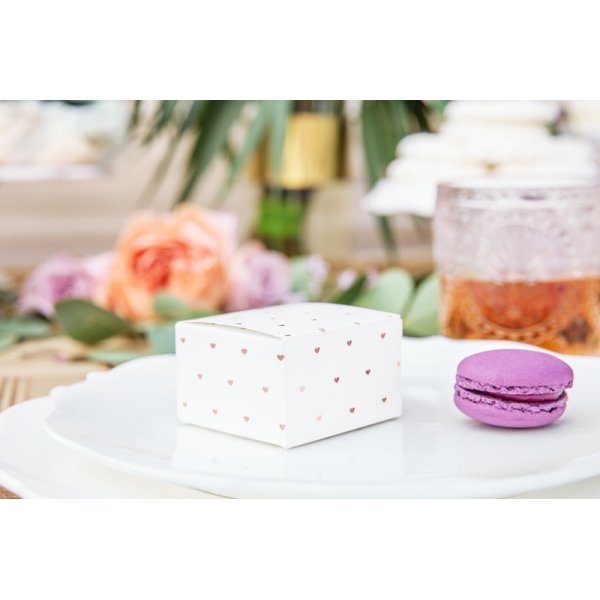 Presentaskar - Sm hjrtan - Rosguld - 10-pack