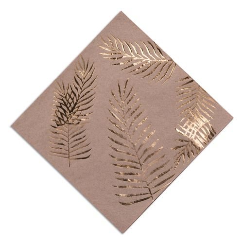 Servetter - Palmblad - Brun och Guld - 16-pack