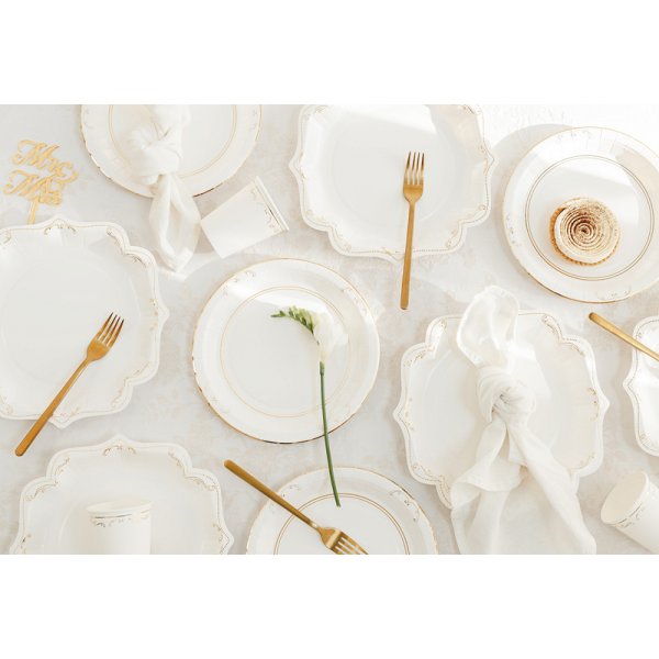 Papptallrikar med ornament - Vit - 23cm