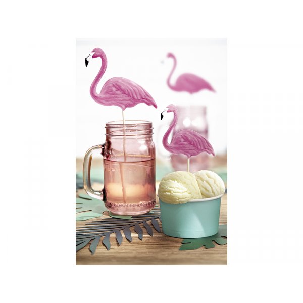 Cake Picks - Flamingos - Aloha - 6 st
