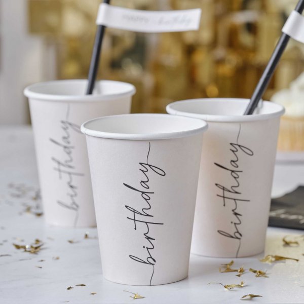 Pappmuggar - Birthday - Svart/Nude - 8-pack