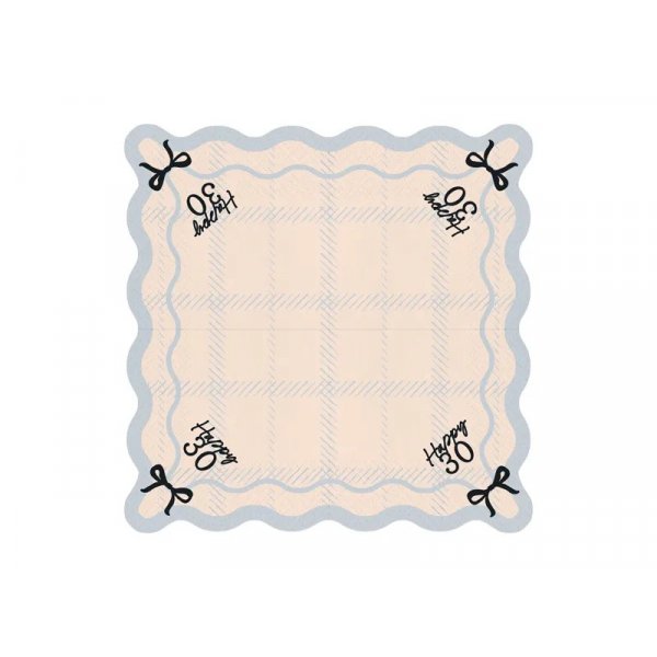 Servetter - Happy 30 - Svart/Vit - 12-pack