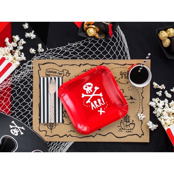 Papptallrikar - Hey Pirate - Röda - 6-pack Papptallrikar - Hey Pirate - Röda - 6-pack