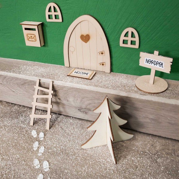 Nissedörr - Kit - 8 delar inkl stencil för fotspår Nissedörr - Kit - 8 delar inkl stencil för fotspår