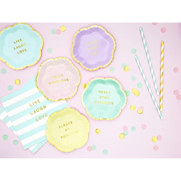 Servetter - Yummy - Live Laugh Love, light blue, 33x33cm (1 ctn / 12 pcs) (1 pts / 20 pcs.)