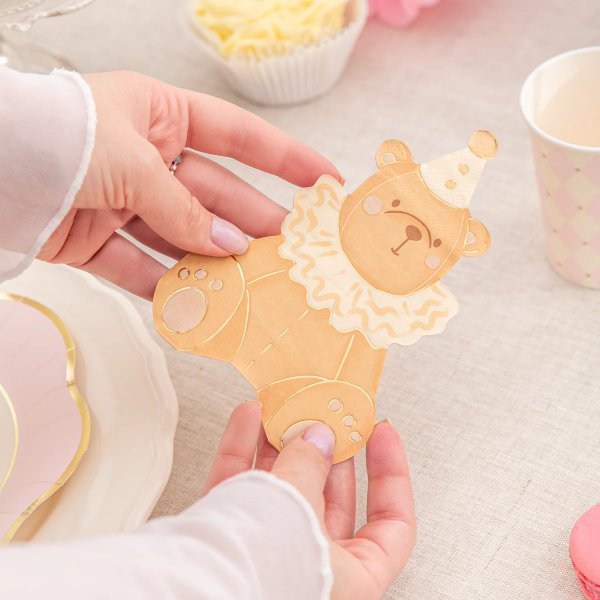 Servetter - Nalle med partyhatt -10-pack