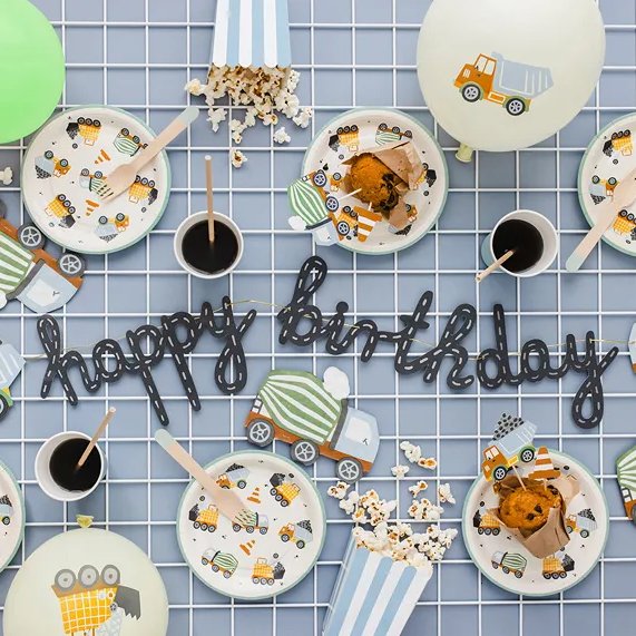 Banner - Happy Birthday - Truck Party Banner - Happy Birthday - Truck Party