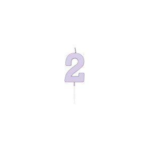 T�rtljus - Pastell Lila - Siffra 2 - 4,5 cm