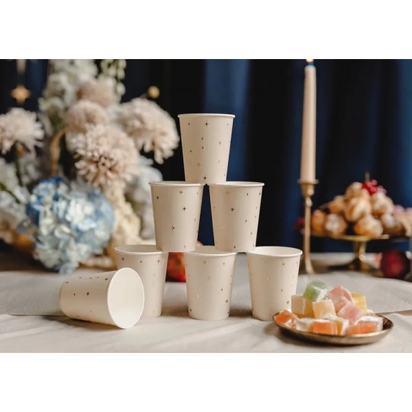 Pappmugg beige med stj�rnor
