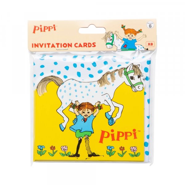 Inbjudningskort - Pippi L�ngstrump - 8-pack