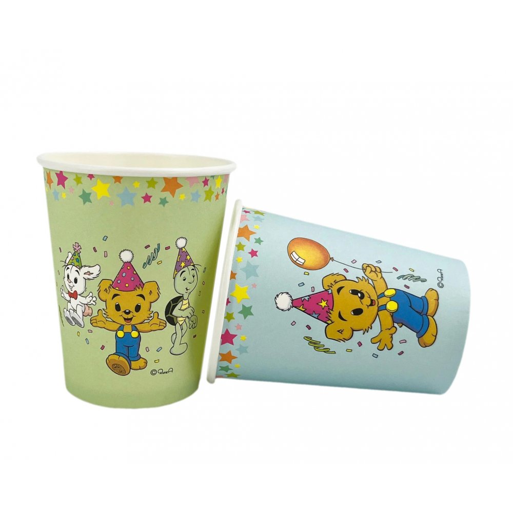 Pappersmuggar 250ml – 8st – Gröna/Blå- Bamse Party – Barnkalas