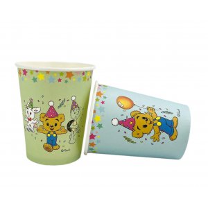 Pappersmuggar 250ml - 8st - Gr�na/Bl�- Bamse Party
