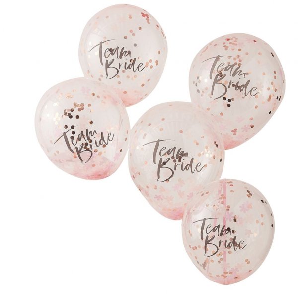 Konfettiballonger - Team Bride - Floral hen - 5 st