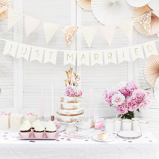Vimpel - Just Married - Vit/Guld Vimpel - Just Married - Vit/Guld