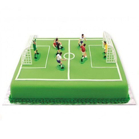 T�rtdekorationskit - Fotbollstema med marsipan och cake toppers