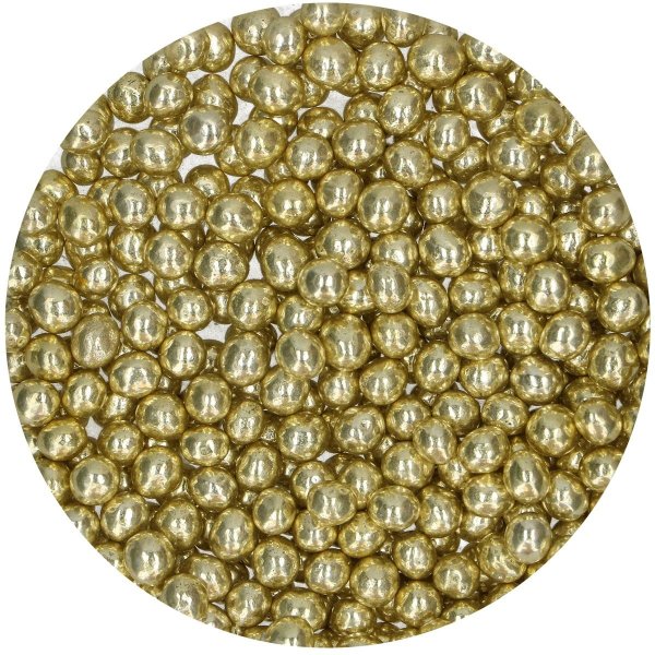 Krispiga chokladp�rlor Metallic Yellow 60 g - FunCakes