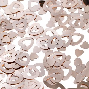 Bordskonfetti - Hj�rtan Kontur - Ros�guld Metallic - 14g