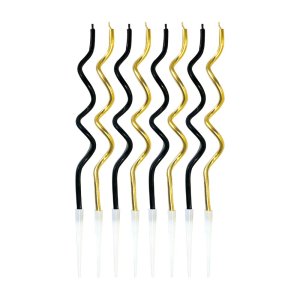 T�rtljus - Spiral - Guld/Svart - 8-pack