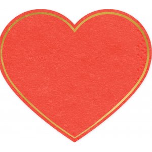 Servetter - Rött hjärta med guldkant - 20-pack