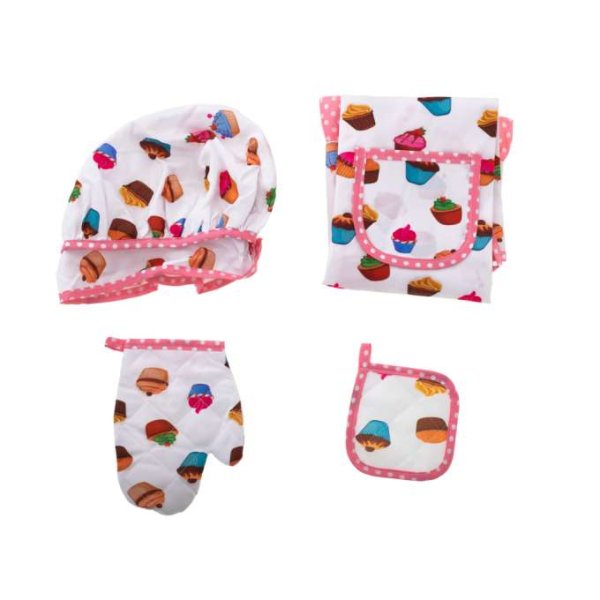 Kockset f�r barn med f�rkl�de, kockm�ssa och tillbeh�r