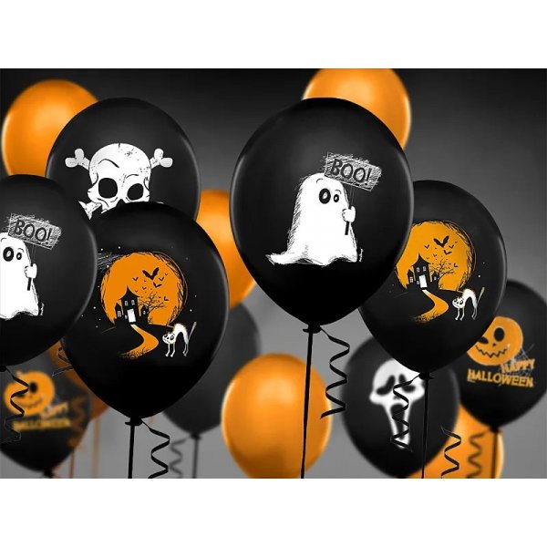 Ballonger -Halloween Svarta - Spke och spkhus- 6-pack