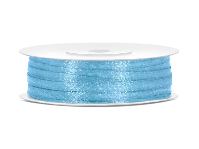 Satinband - 25 m - Ljusblått - Bredd: 3 mm - Blöjtårta, Baby Shower