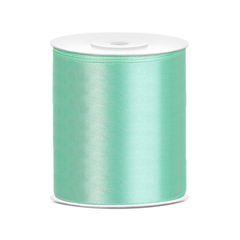Satinband – 25 m – Mint – Bredd: 100 mm – Blöjtårta, Baby Shower