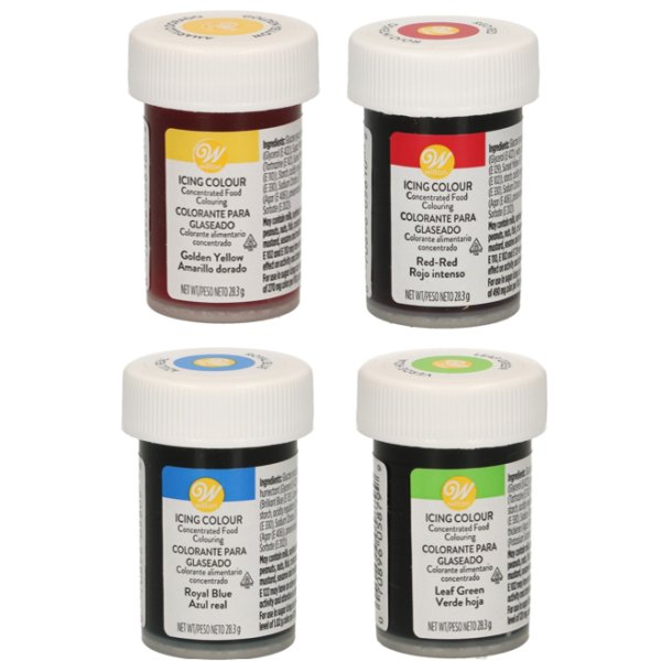 Pastafärger - Wilton - Blå, Röd, Gul, Grön - 4 x 28 g Pastafärger - Wilton - Blå, Röd, Gul, Grön - 4 x 28 g
