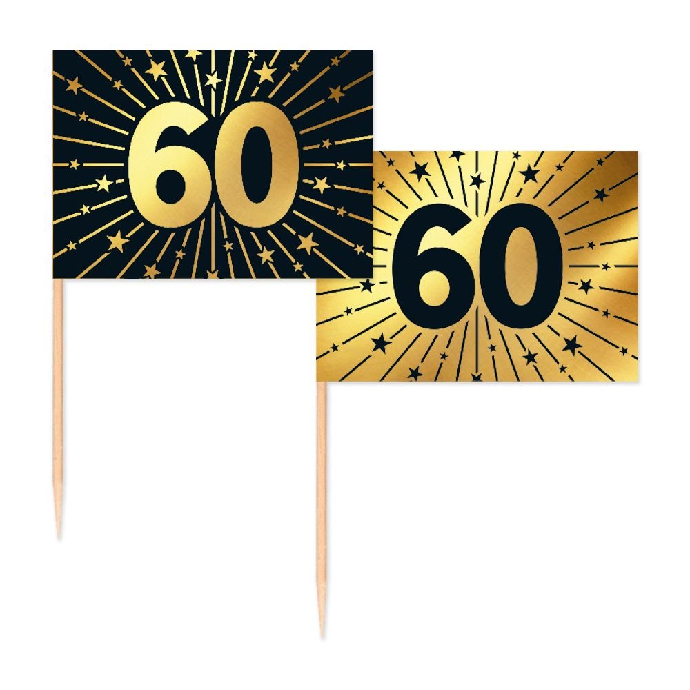 Party Picks - 60 år - Guld - 50-pack - 60-årsfest