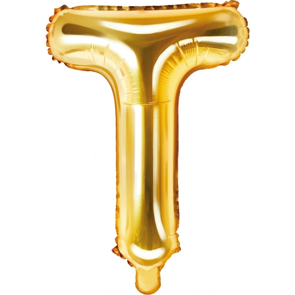 Bokstavsballonger – Guld – 35 cm – Bokstav: T – Bokstavsballonger, Ballonger