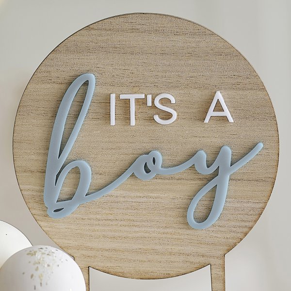 Cake Topper - Tr� - It\\\'s a boy