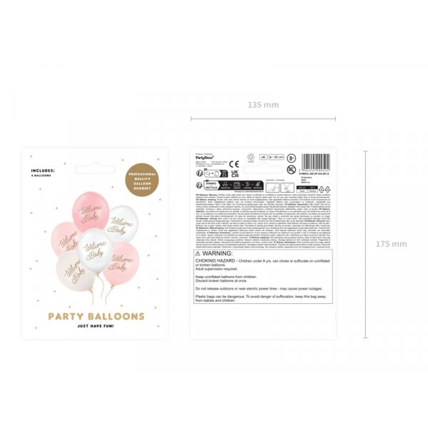 Ballonger Welcome Baby - Rosa mix - 30 cm