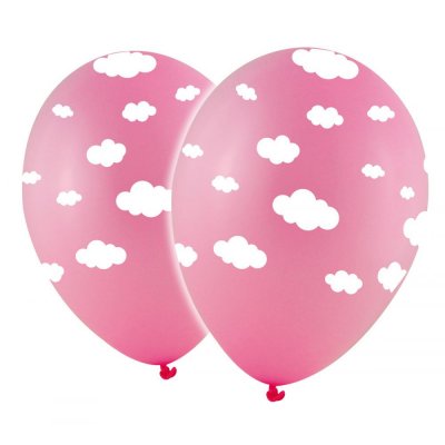 Ballonger - Rosa med vita moln - 10-pack