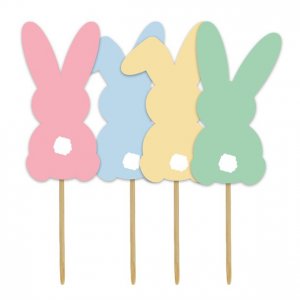 Cake picks - Pastelliga kaniner - 12-pack
