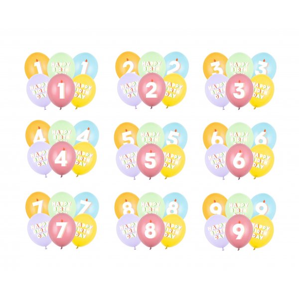 Ballongbukett - 30 cm - Happy Birthday - 6-pack Ballongbukett - 30 cm - Happy Birthday - 6-pack