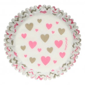 Muffinsformar - Hjärtan - Rosa/Guld - 48-pack