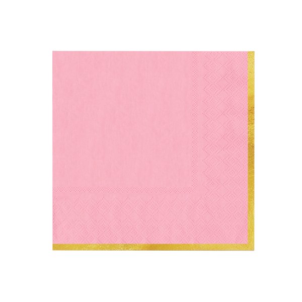 Servetter - Rosa med guldkant -10-pack Servetter - Rosa med guldkant -10-pack
