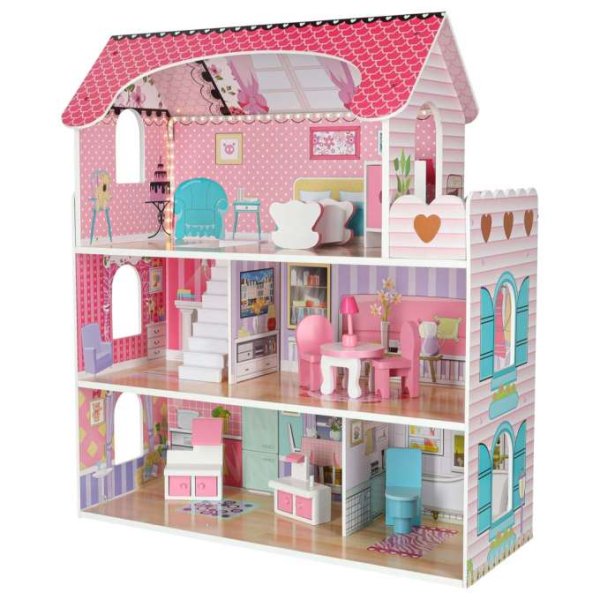 Docksk�p i tr� 70 cm Rosa med LED-belysning - Sj�lvmontering