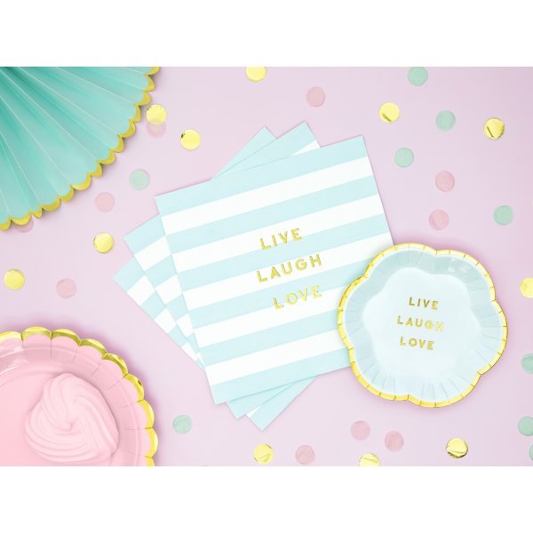 Servetter - Yummy - Live Laugh Love, light blue, 33x33cm (1 ctn / 12 pcs) (1 pts / 20 pcs.) Servetter - Yummy - Live Laugh Love, light blue, 33x33cm (1 ctn / 12 pcs) (1 pts / 20 pcs.)
