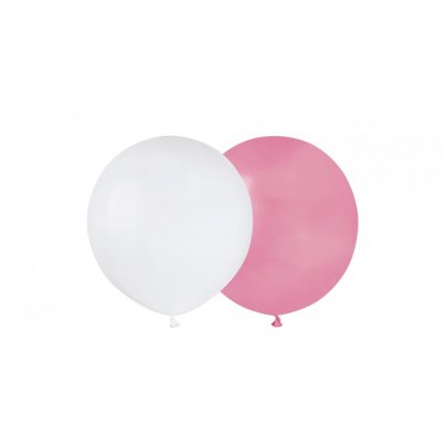 Runda ballonger - 48 cm - Rosa/Vit - 10-pack