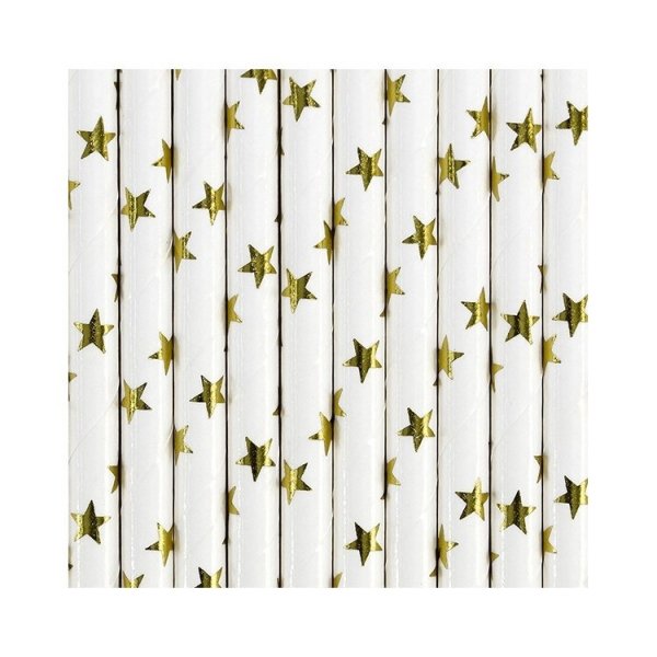 Papperssugr�r med stj�rnor, guld, 10-pack